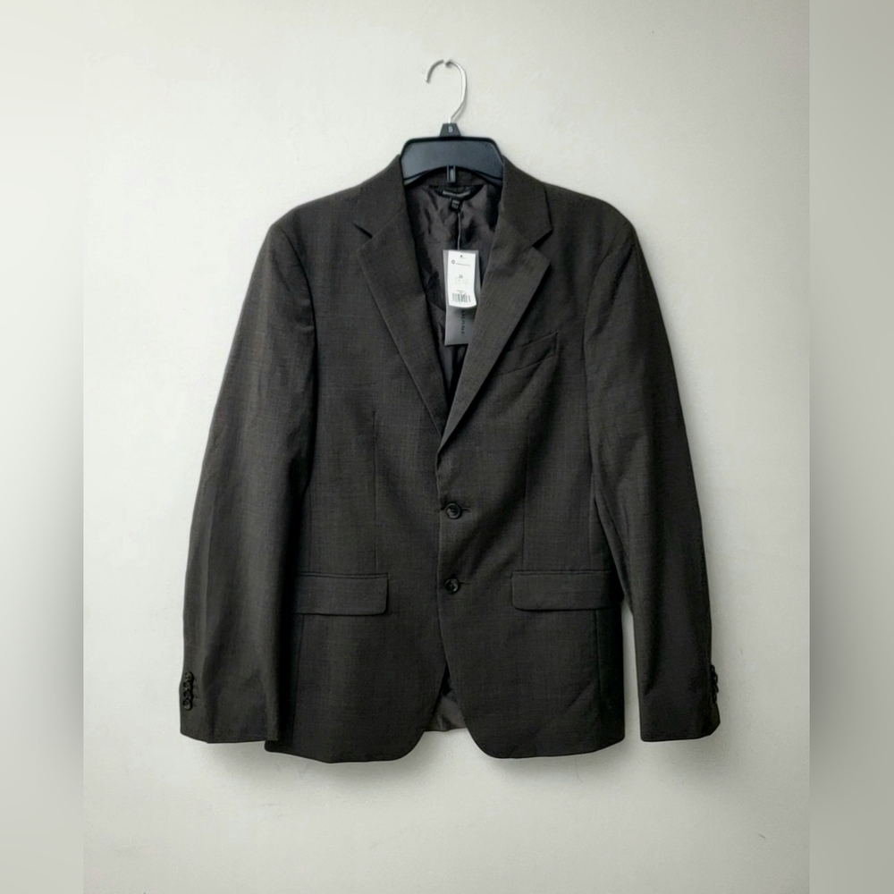 Banana Republic 38R Slim 100% Italian Wool Brown Micro Plaid Blazer NWT FLAW